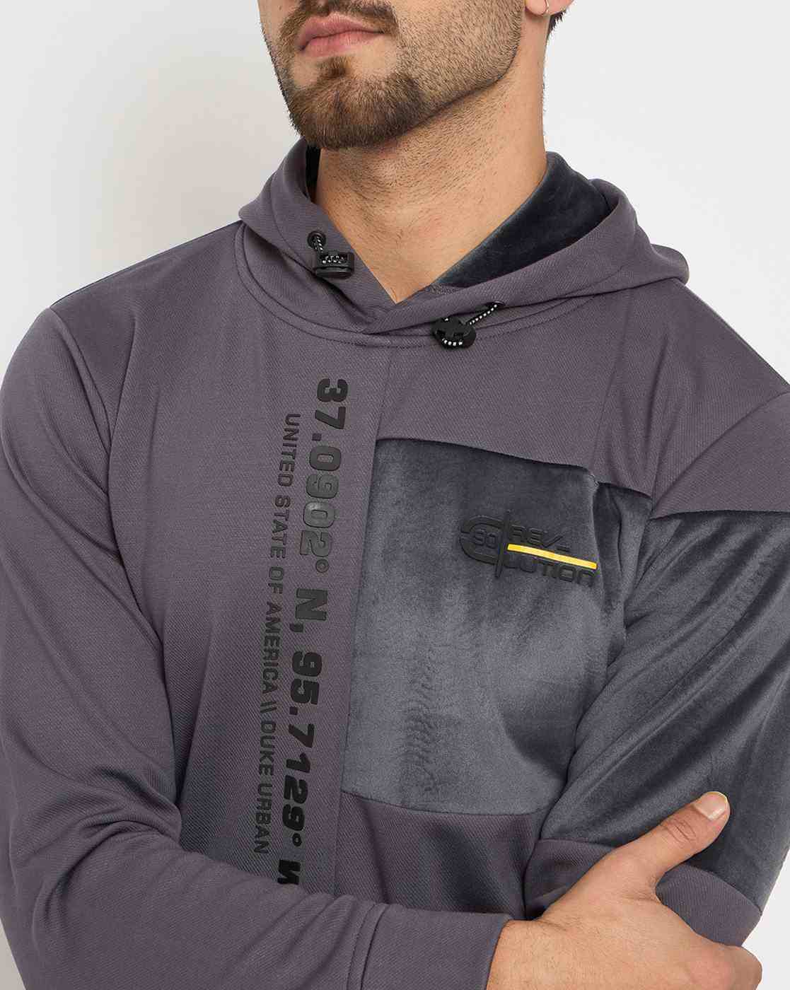 DUKE | Men Typographic Print Regular Fit Hoodie|6