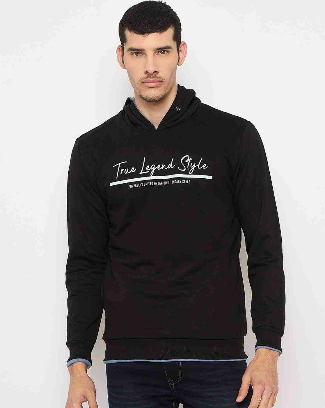 DUKE | Men Typographic Print Regular Fit Reversible Hoodie|1