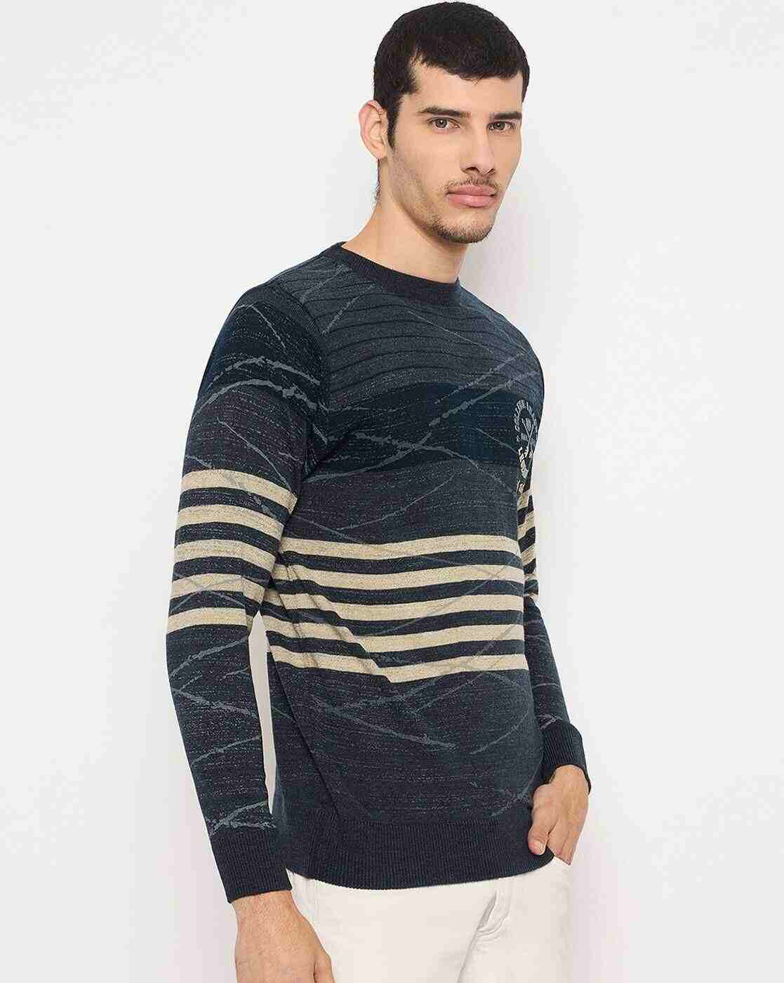 DUKE | Men Striped Regular Fit Crew-Neck Pullover|2