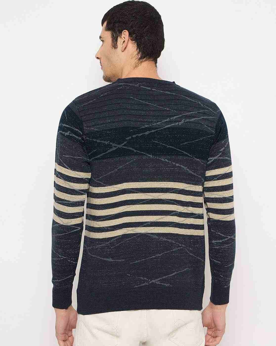 DUKE | Men Striped Regular Fit Crew-Neck Pullover|3