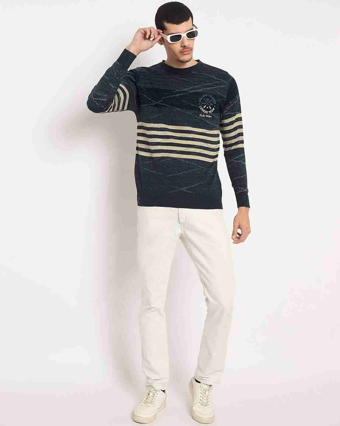 DUKE | Men Striped Regular Fit Crew-Neck Pullover|5