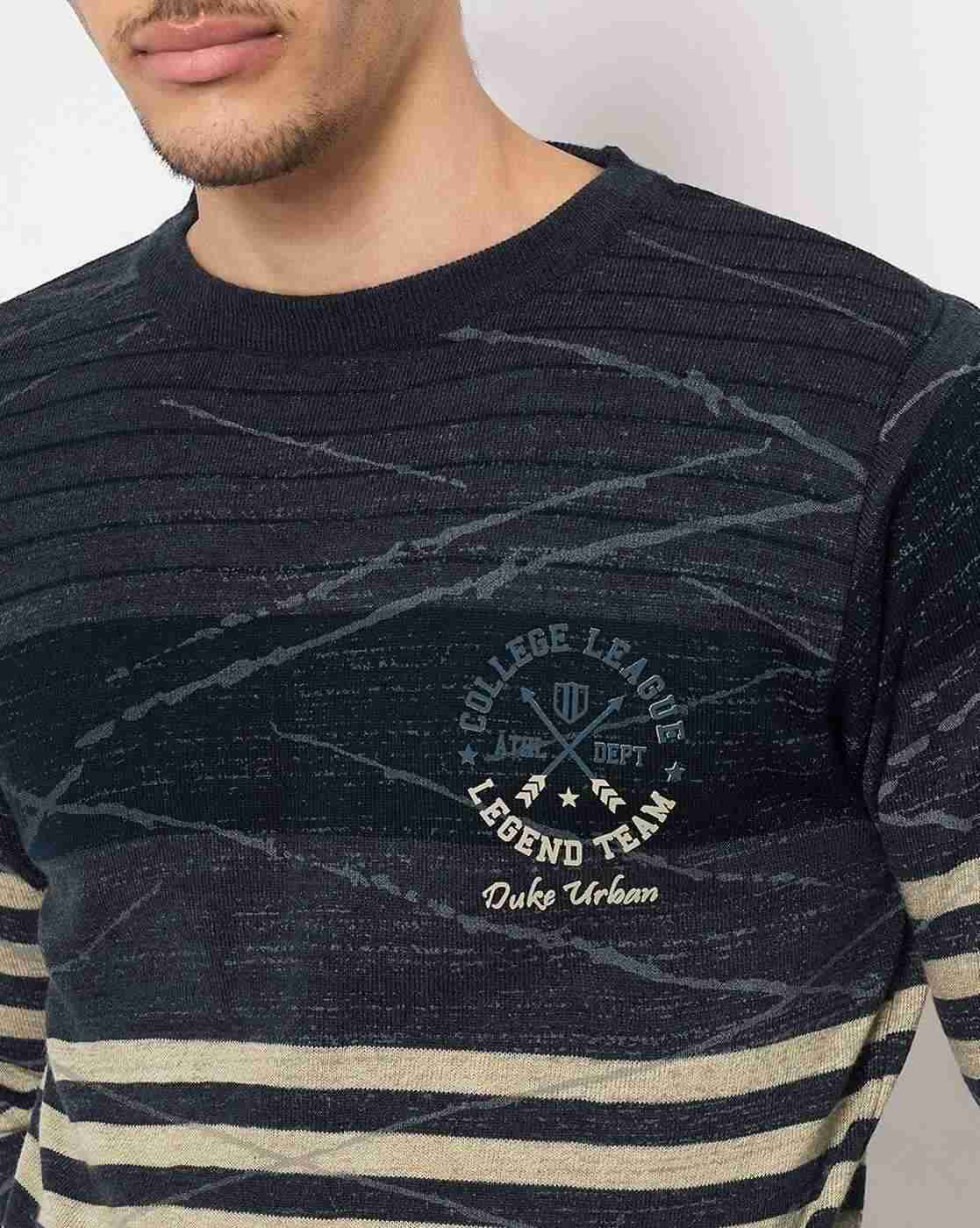 DUKE | Men Striped Regular Fit Crew-Neck Pullover|6