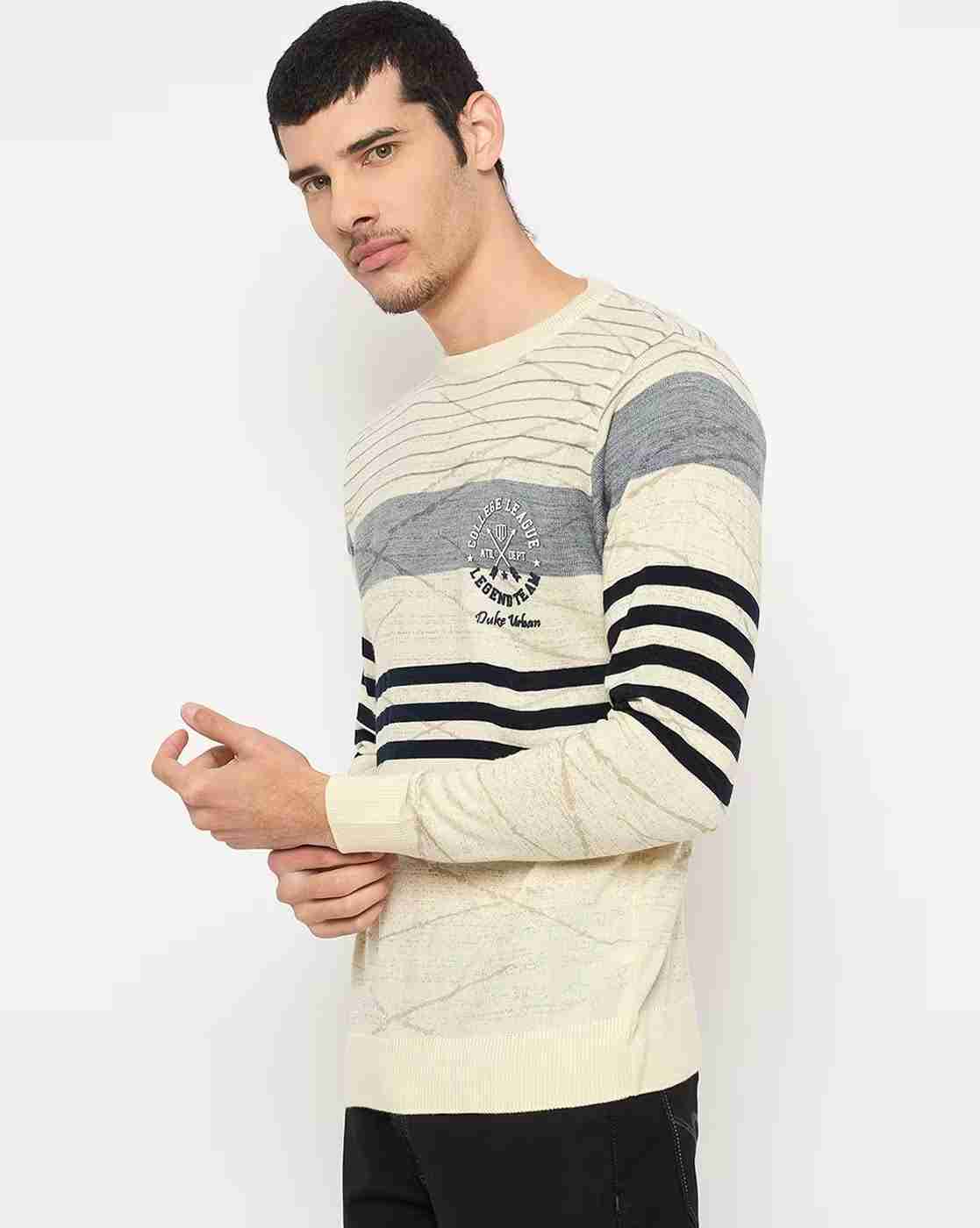 DUKE | Men Striped Regular Fit Crew-Neck Pullover|1