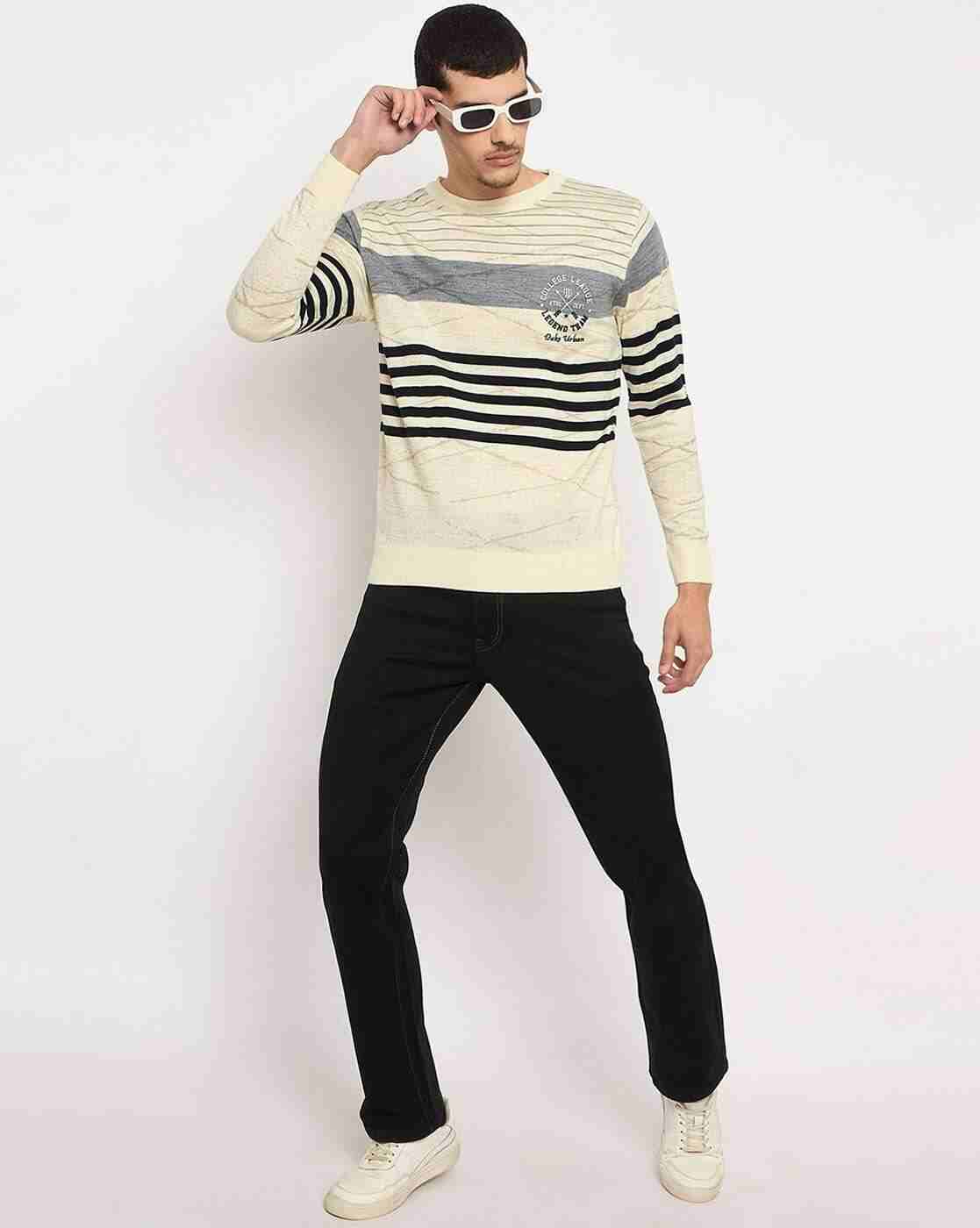 DUKE | Men Striped Regular Fit Crew-Neck Pullover|5