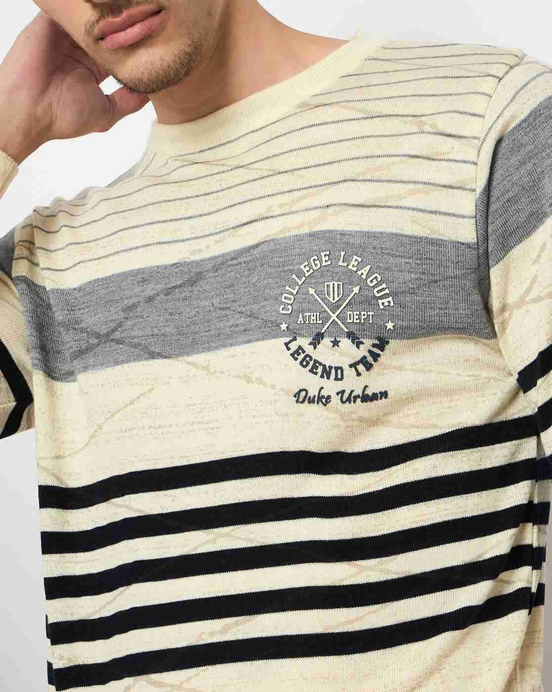 DUKE | Men Striped Regular Fit Crew-Neck Pullover|6