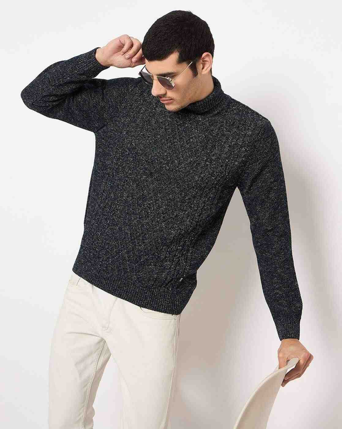 DUKE | Men Cable-Knit Regular Fit Turtleneck Pullover|4