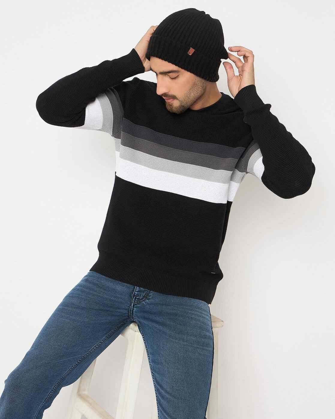 DUKE | Men Striped Regular Fit Crew-Neck Pullover|4
