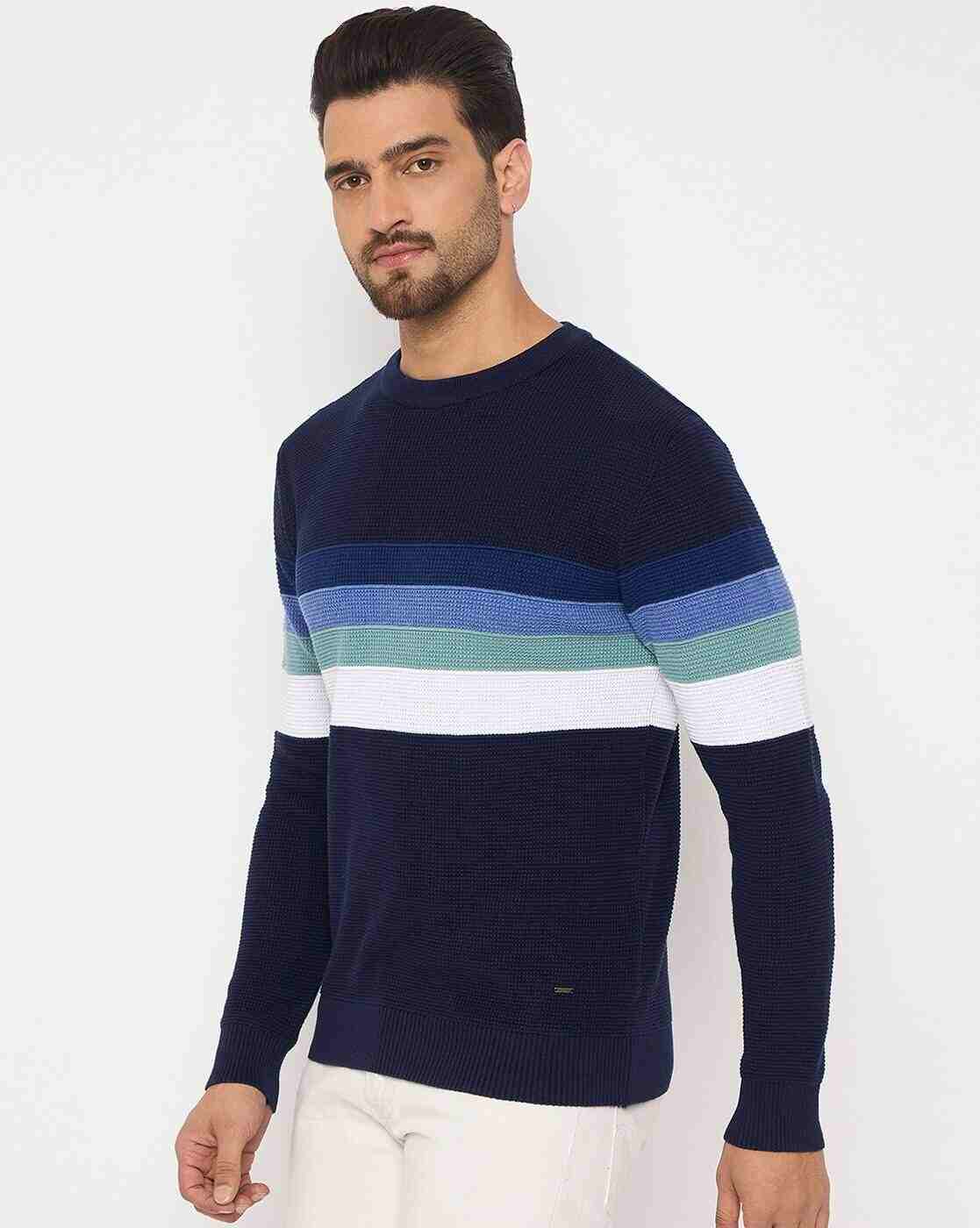 DUKE | Men Striped Regular Fit Crew-Neck Pullover|1