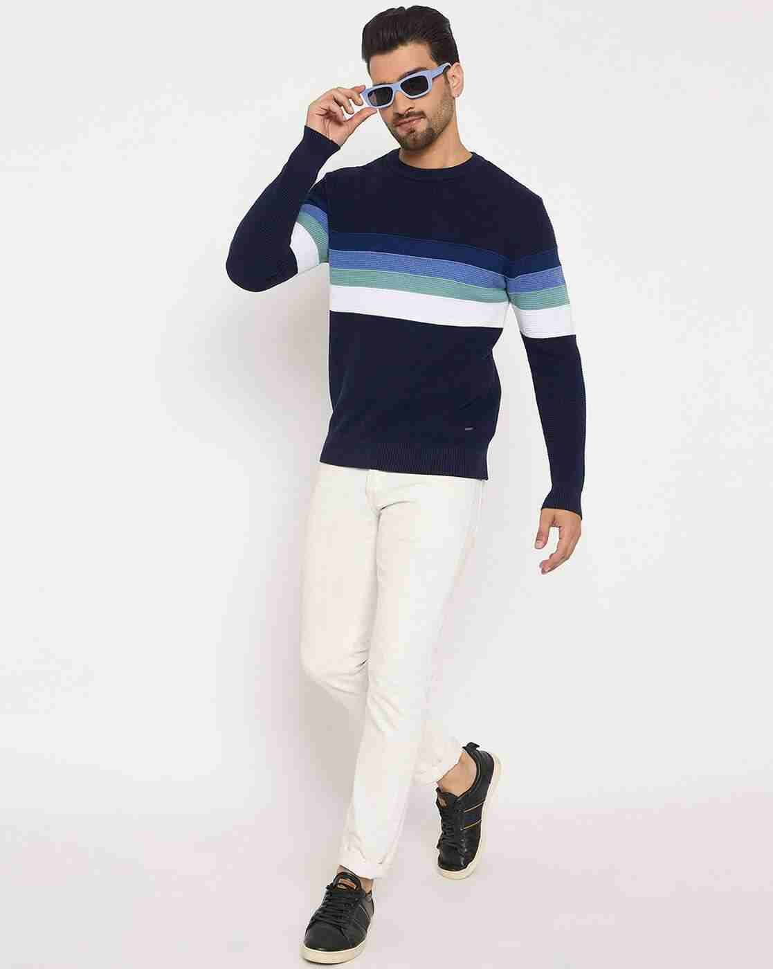 DUKE | Men Striped Regular Fit Crew-Neck Pullover|5