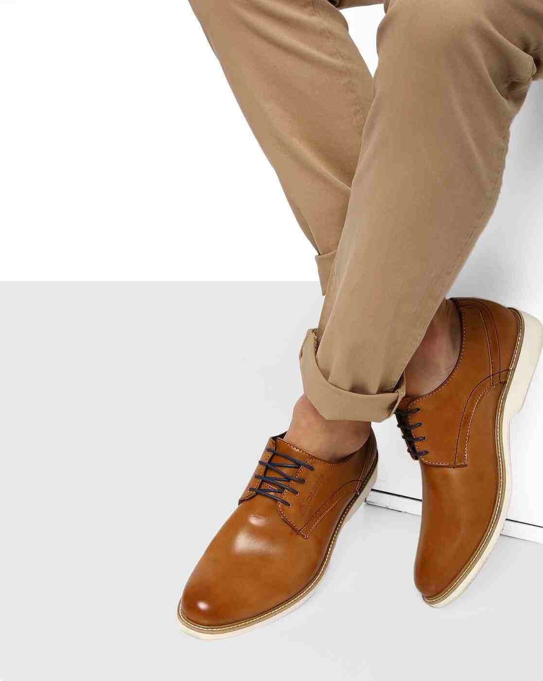 Plain-Toe Derby Casual Shoes