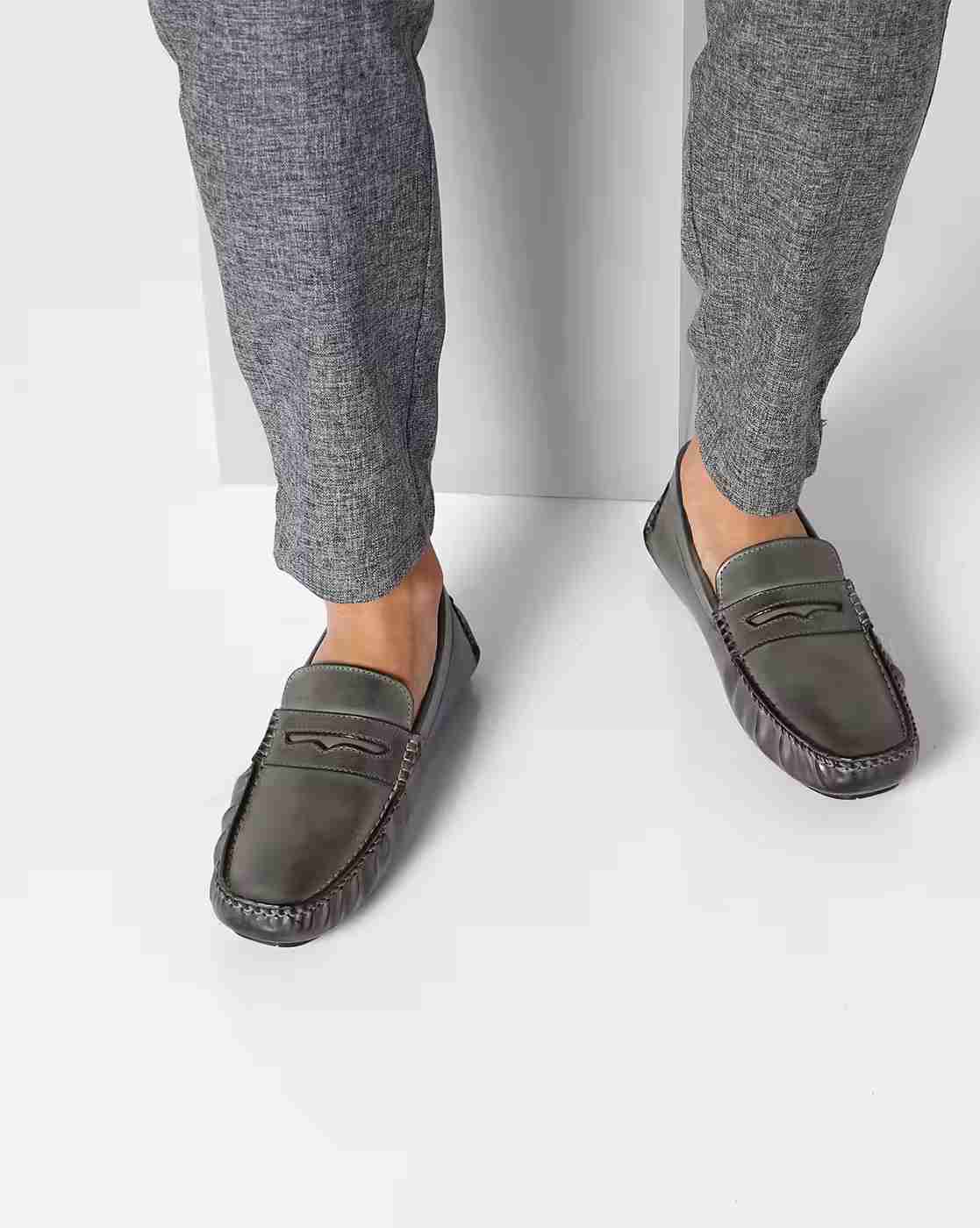 DUKE | Flat Penny Loafers with Contrast Stitch|0