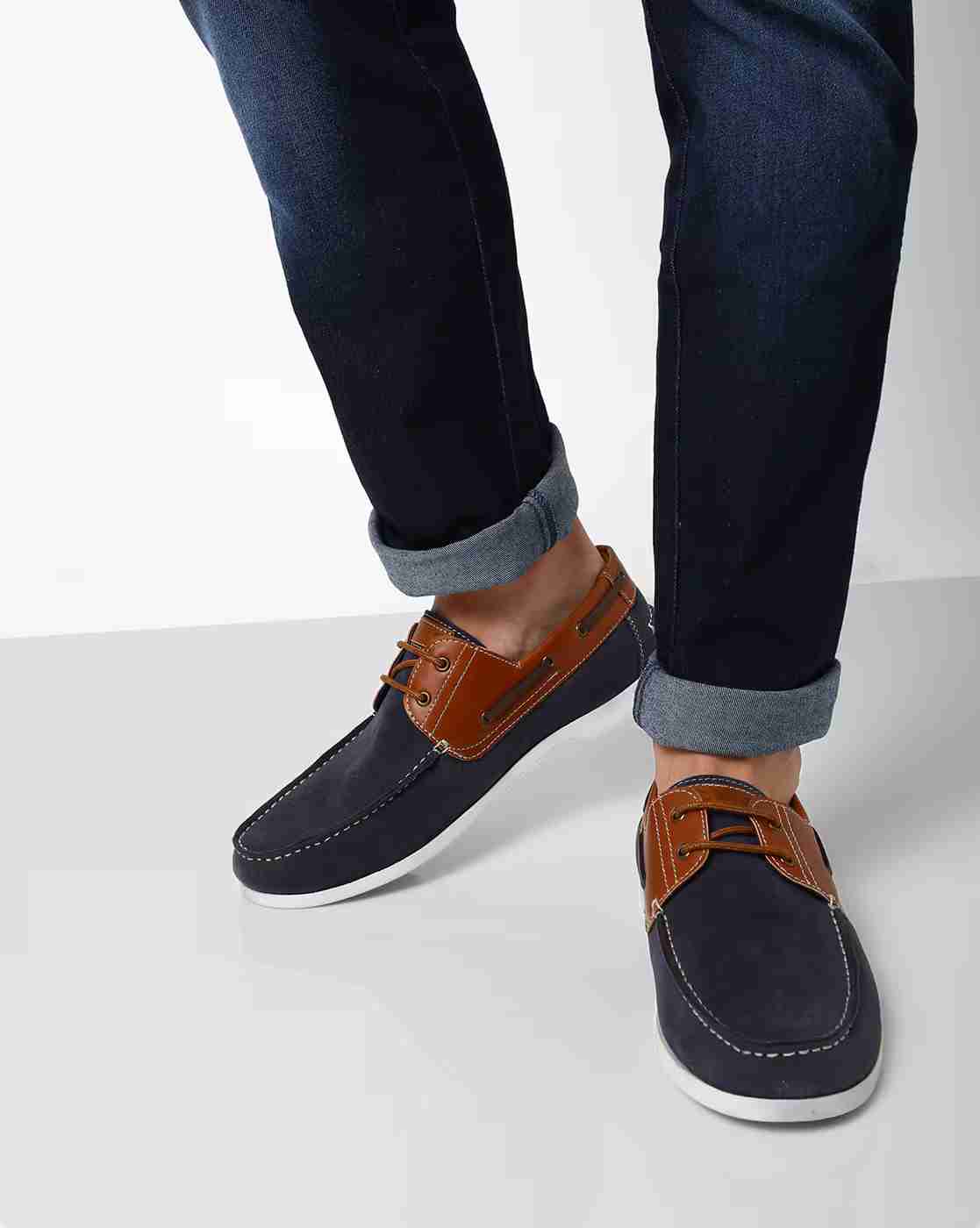 Colourblock Lace-Up Boat Shoes