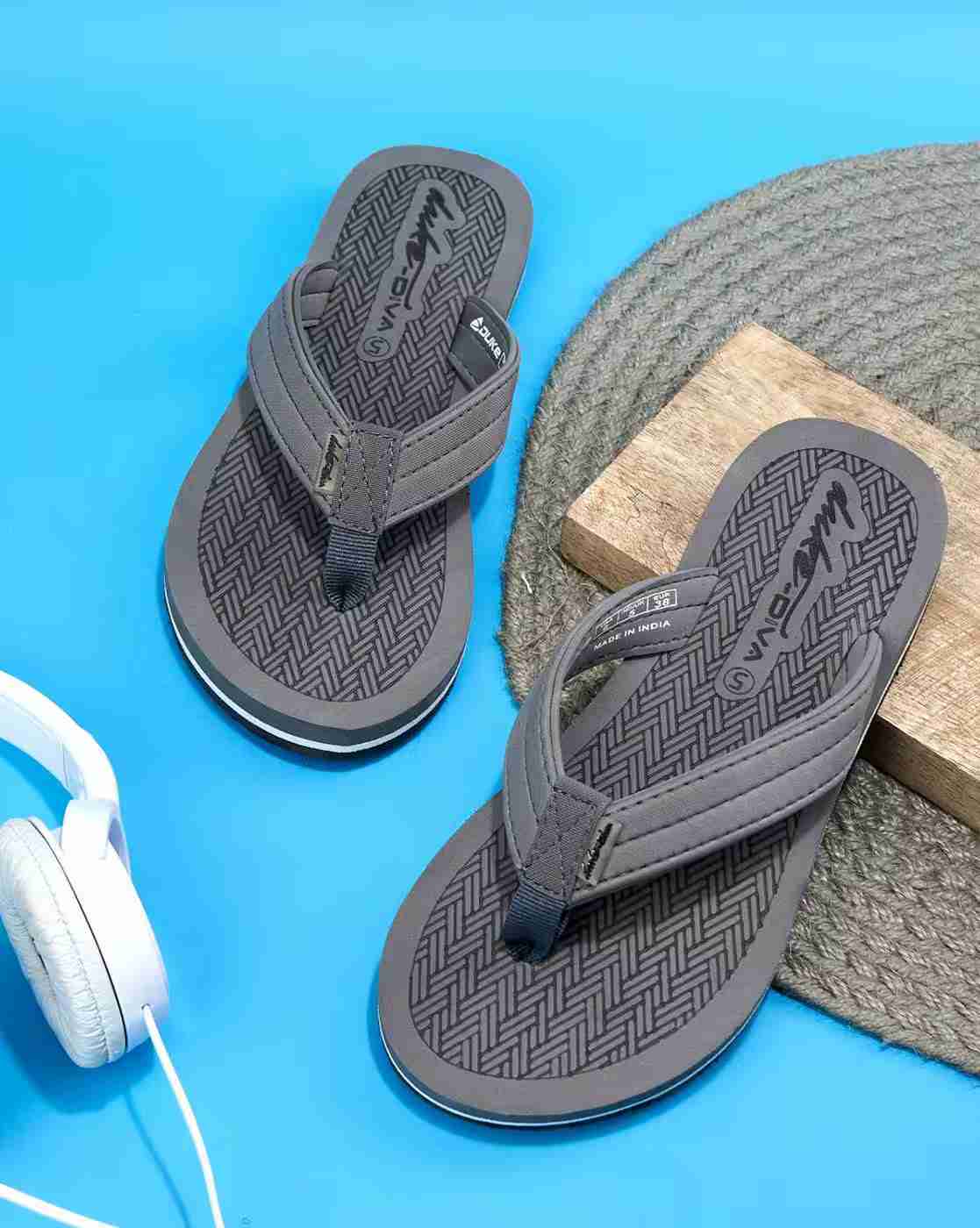 DUKE | Herringbone Print Thong-Strap Flip-Flops|0