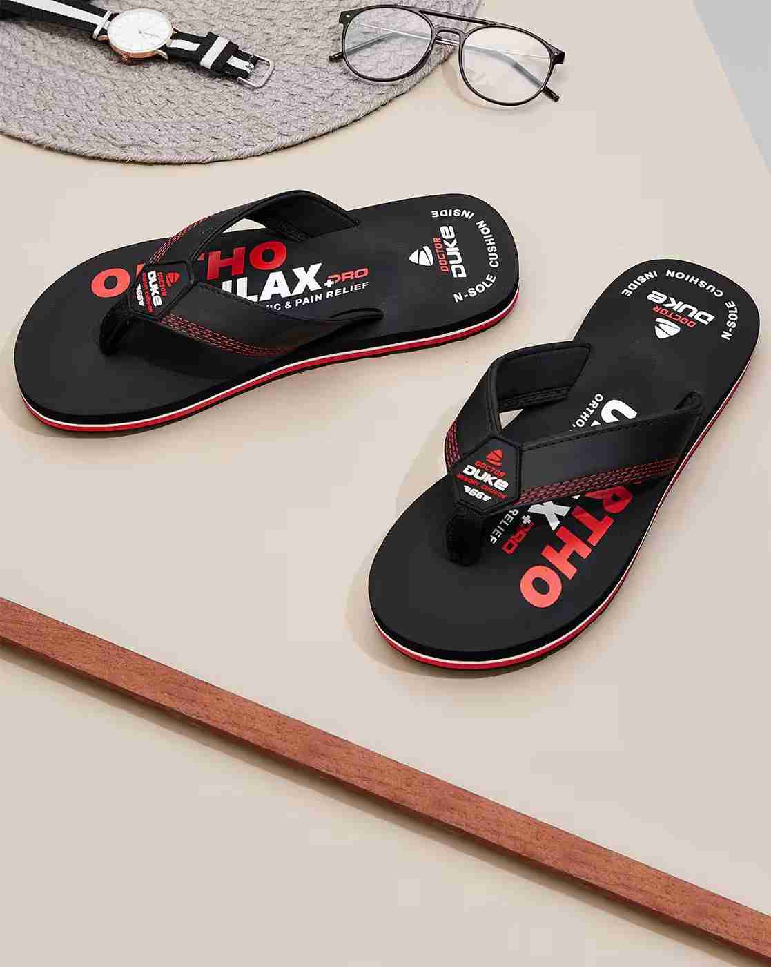 Men Typographic Print Thong-Strap Flip-Flops