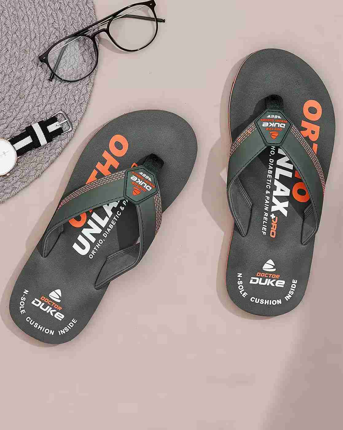 DUKE | Men Brand Print Thong-Strap Flip-Flops|0