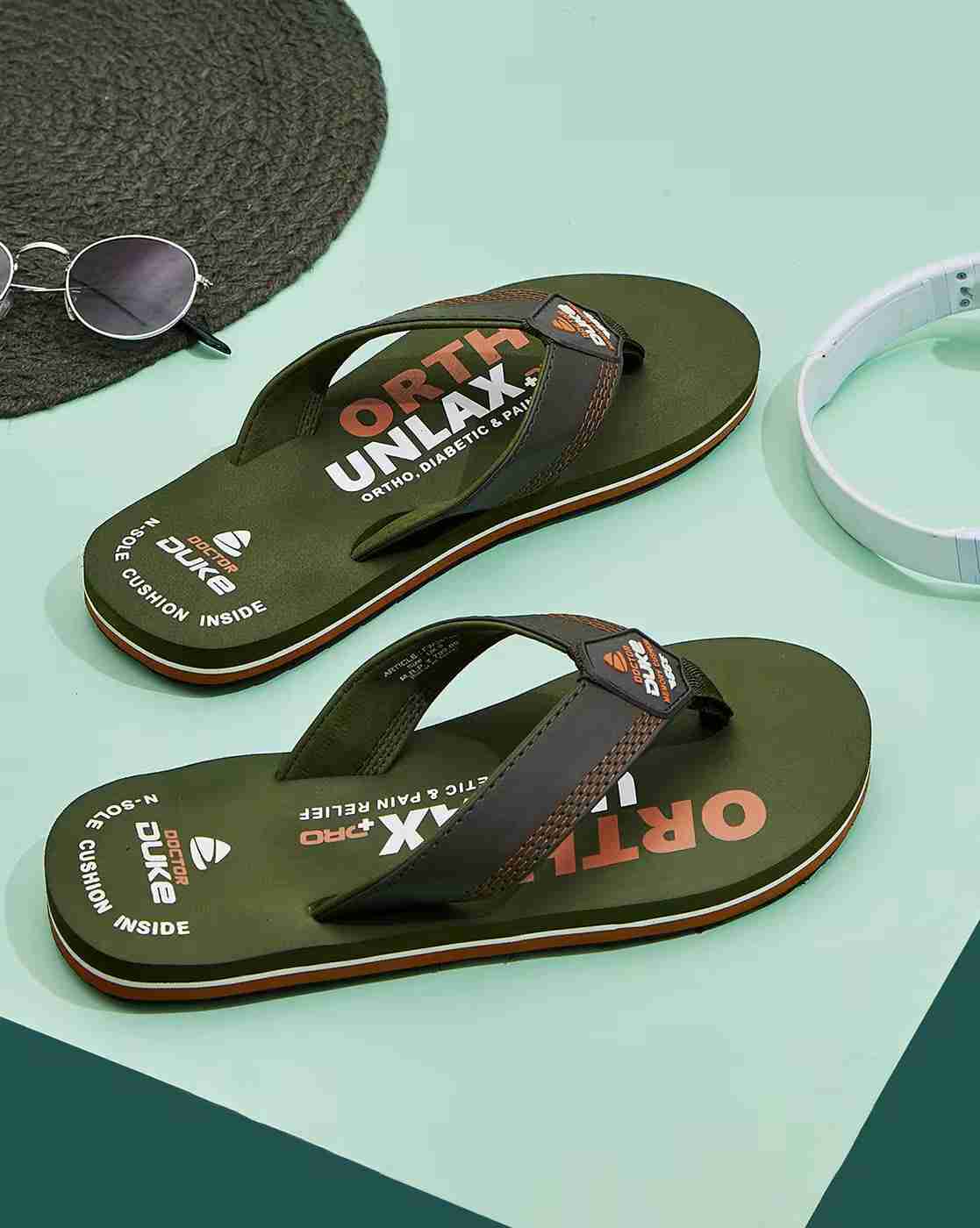 Men Brand Print Thong-Strap Flip-Flops