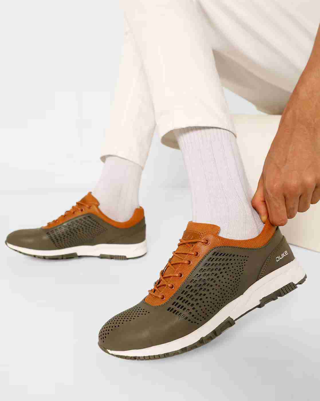 Laser-Cut Lace-Up Sneakers