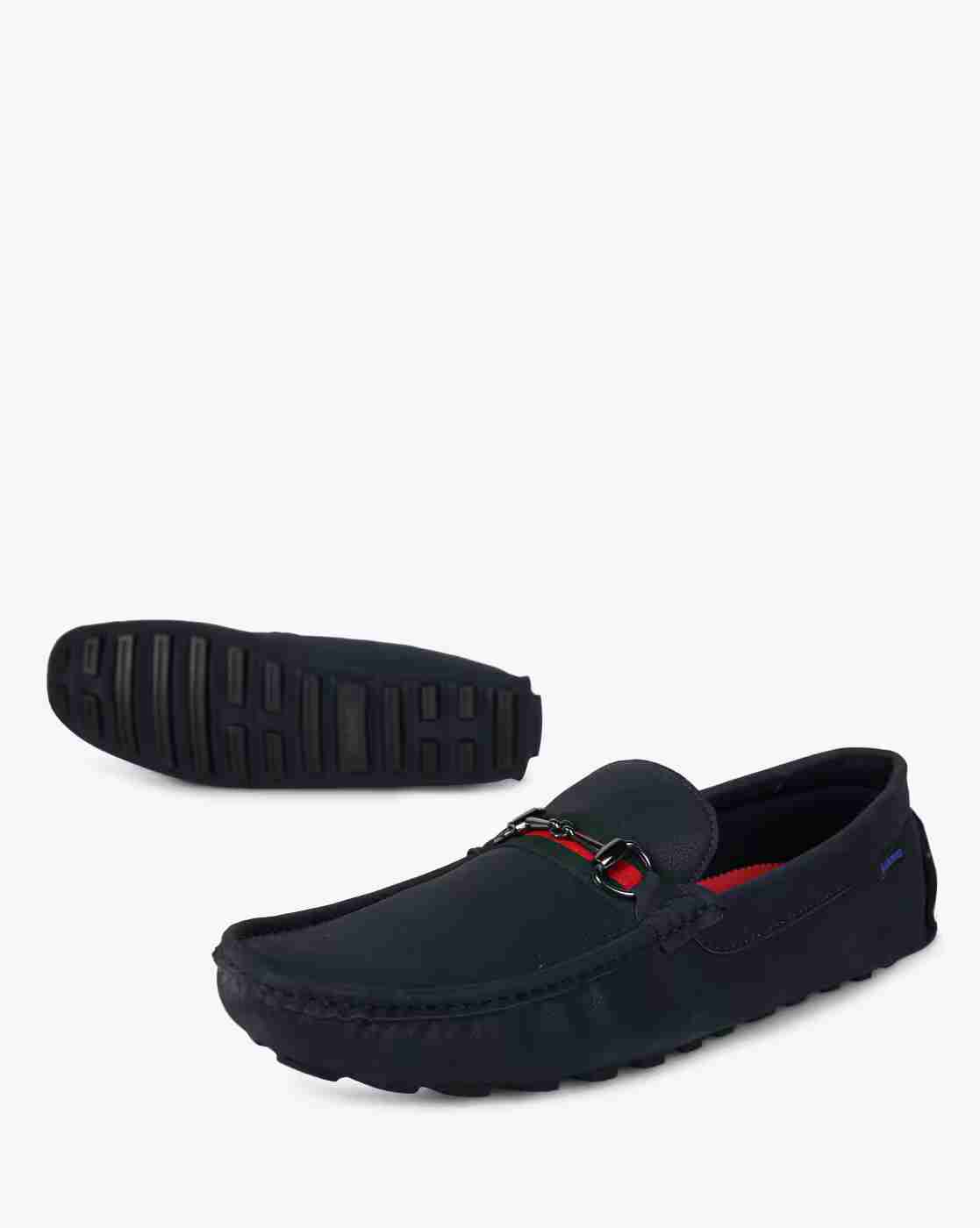 Textured Slip-On Shoes with Metal Accent