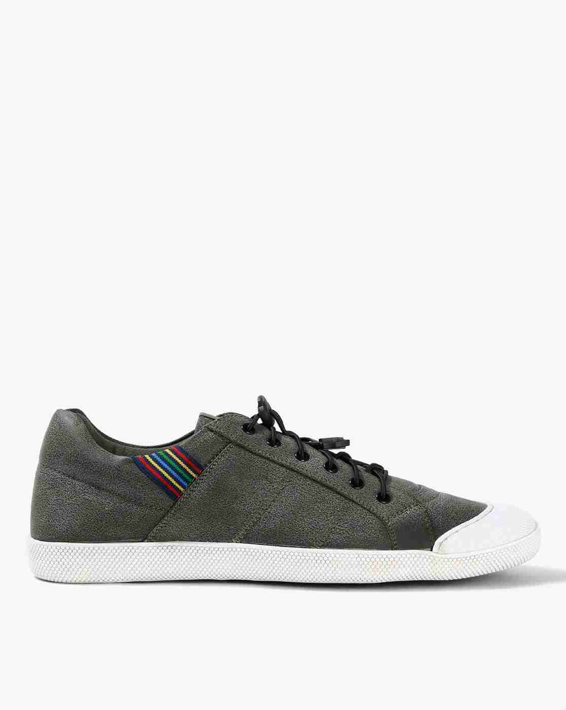 Textured Low-Top Sneakers with Toggle Closure