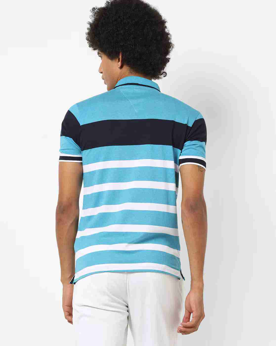DUKE | Striped Polo T-shirt with Patch Pocket|2