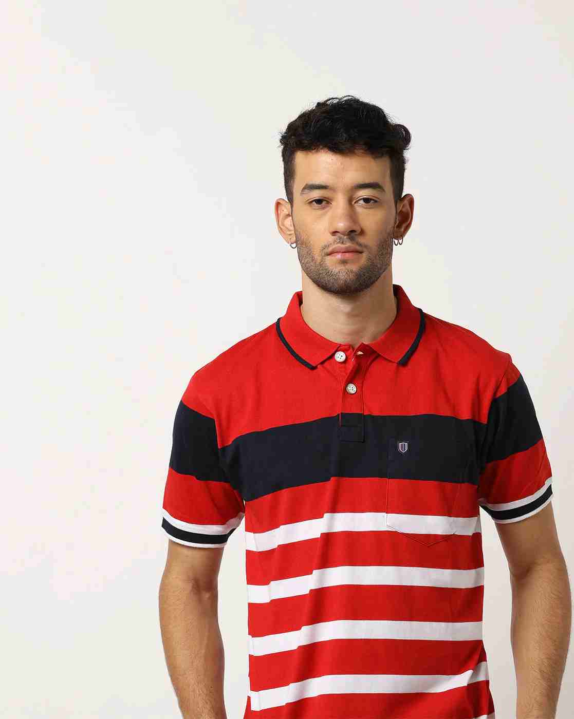 DUKE | Striped Polo T-shirt with Patch Pocket|0