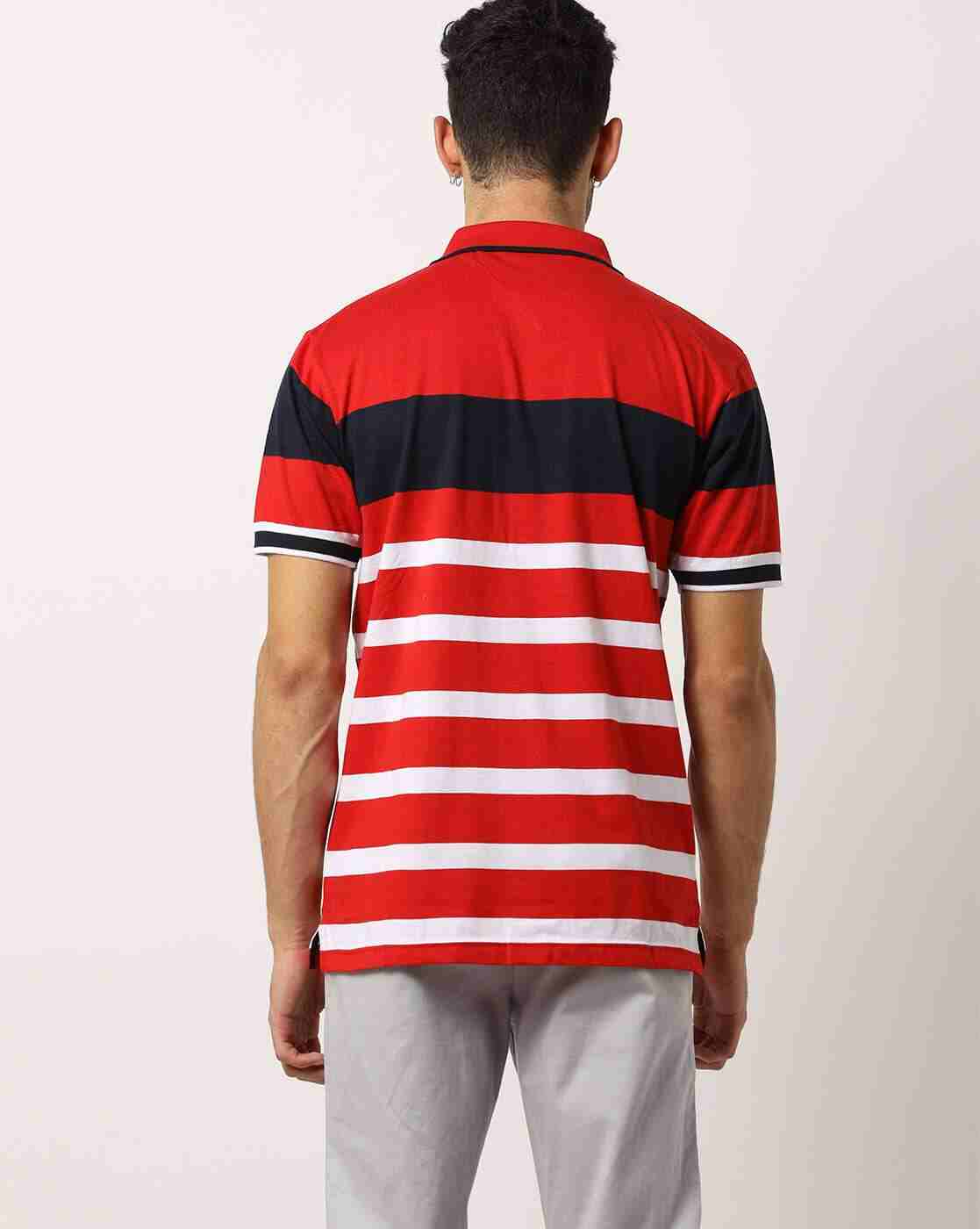 DUKE | Striped Polo T-shirt with Patch Pocket|2