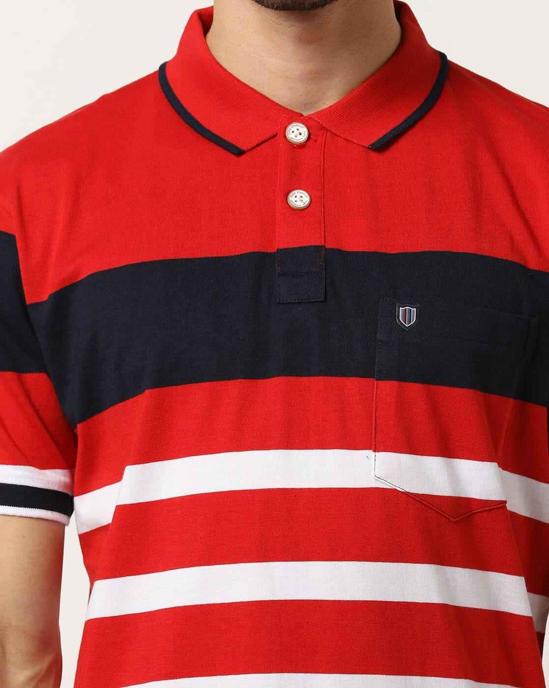 DUKE | Striped Polo T-shirt with Patch Pocket|4