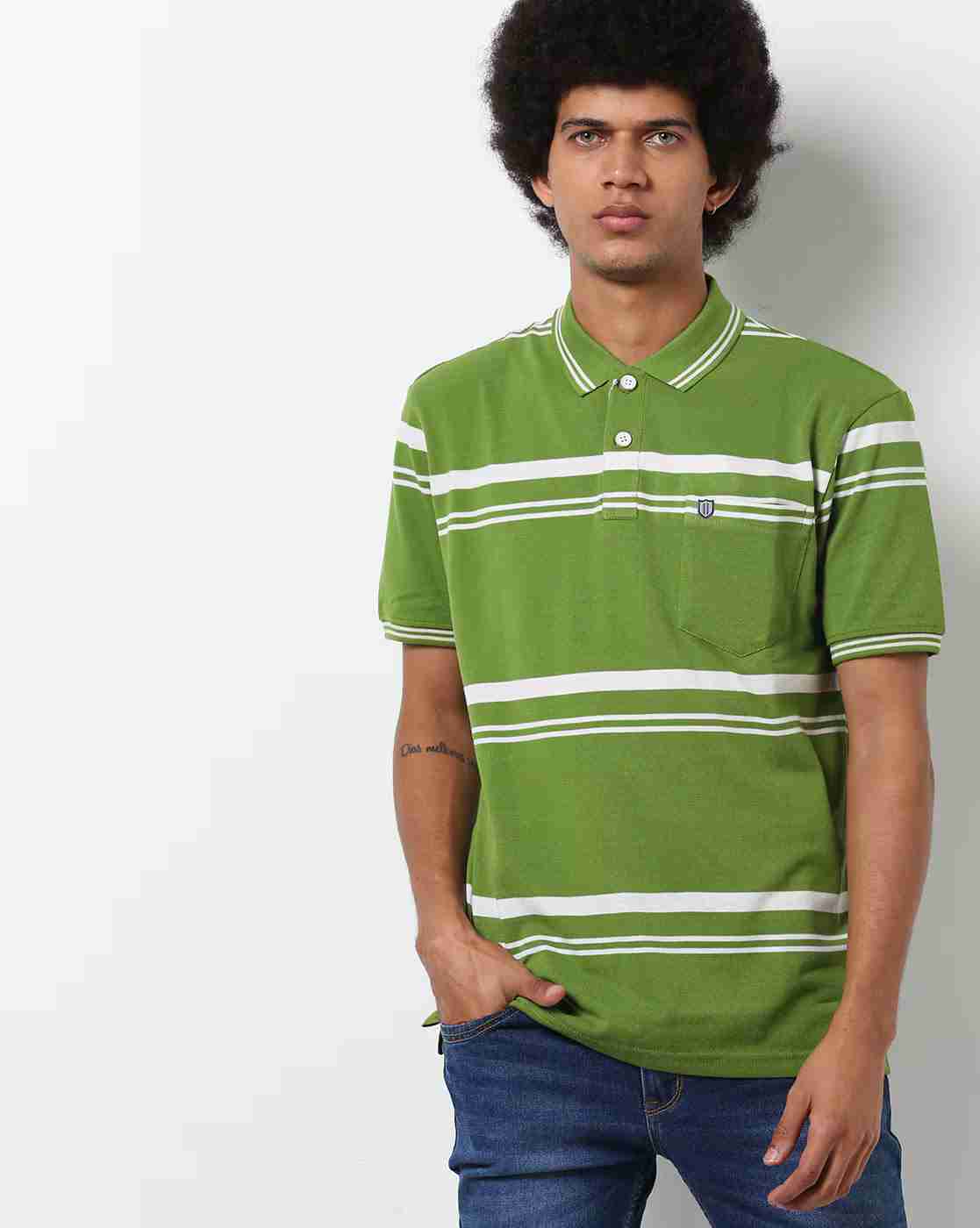 DUKE | Striped Polo T-shirt with Patch Pocket|0