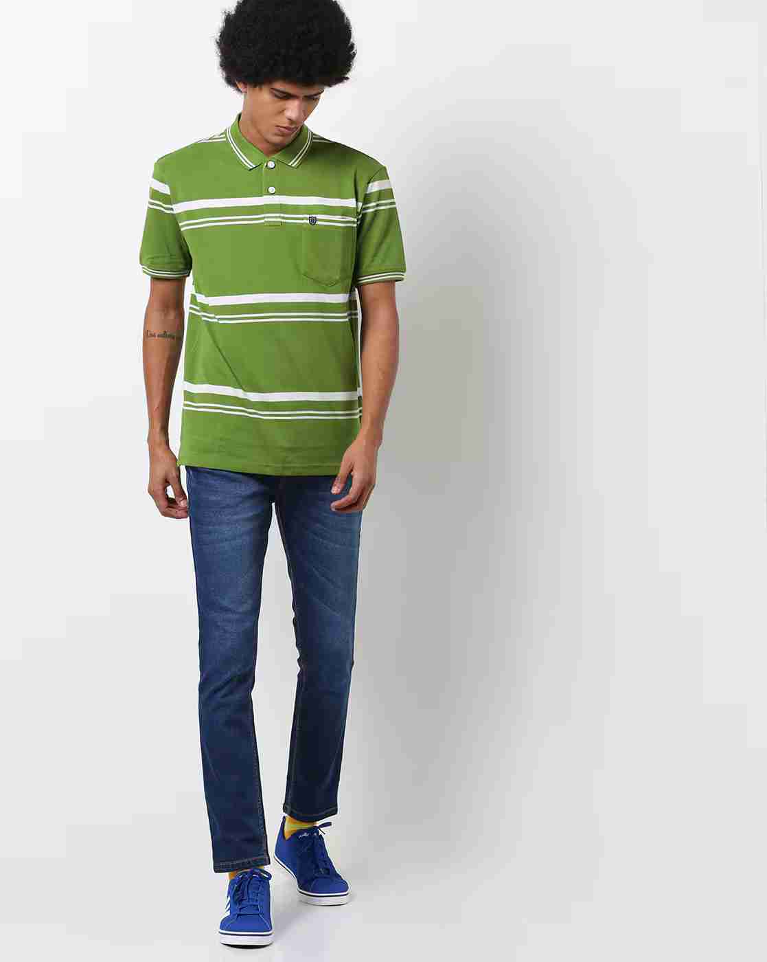 DUKE | Striped Polo T-shirt with Patch Pocket|3