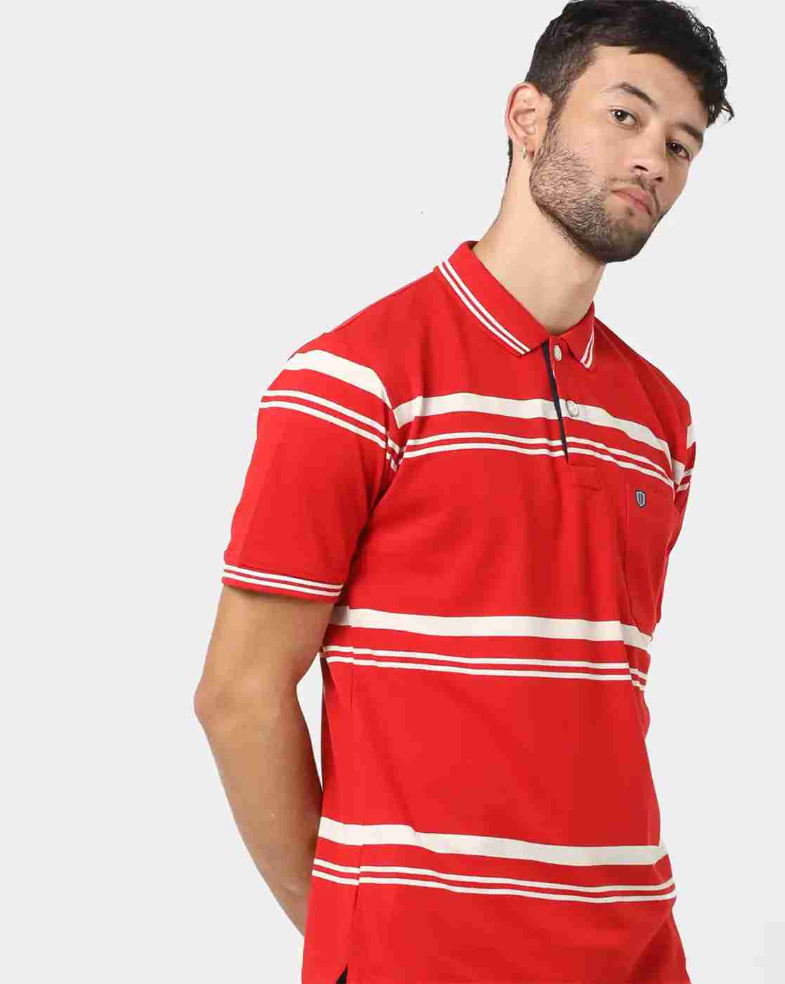 Striped Polo T-shirt with Patch Pocket