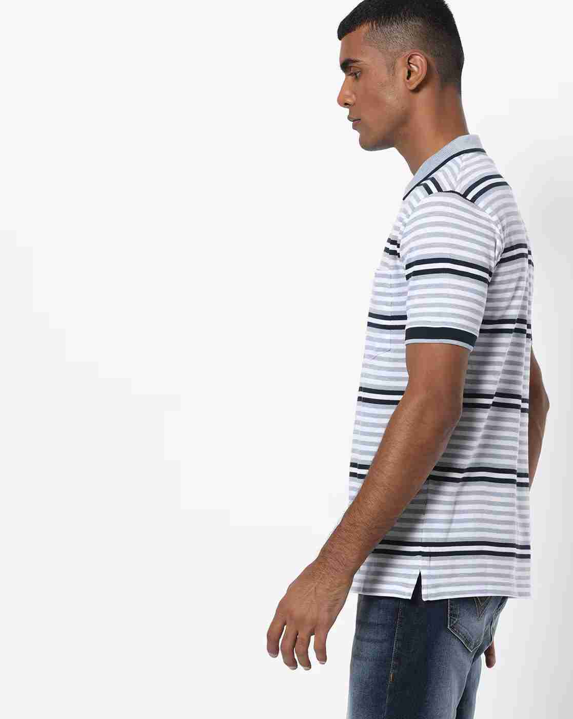 DUKE | Striped Polo T-shirt with Patch Pocket|1