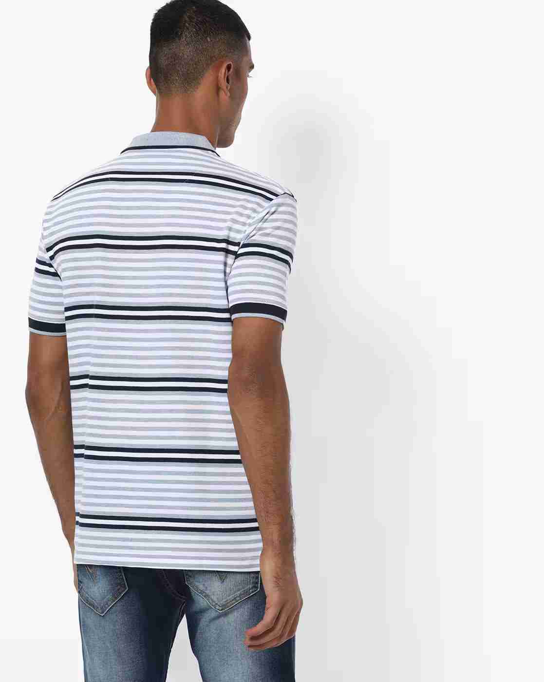 DUKE | Striped Polo T-shirt with Patch Pocket|2