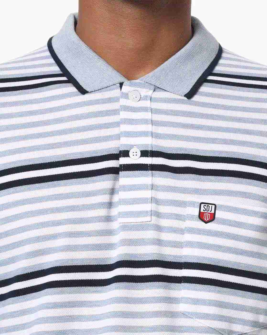 DUKE | Striped Polo T-shirt with Patch Pocket|4