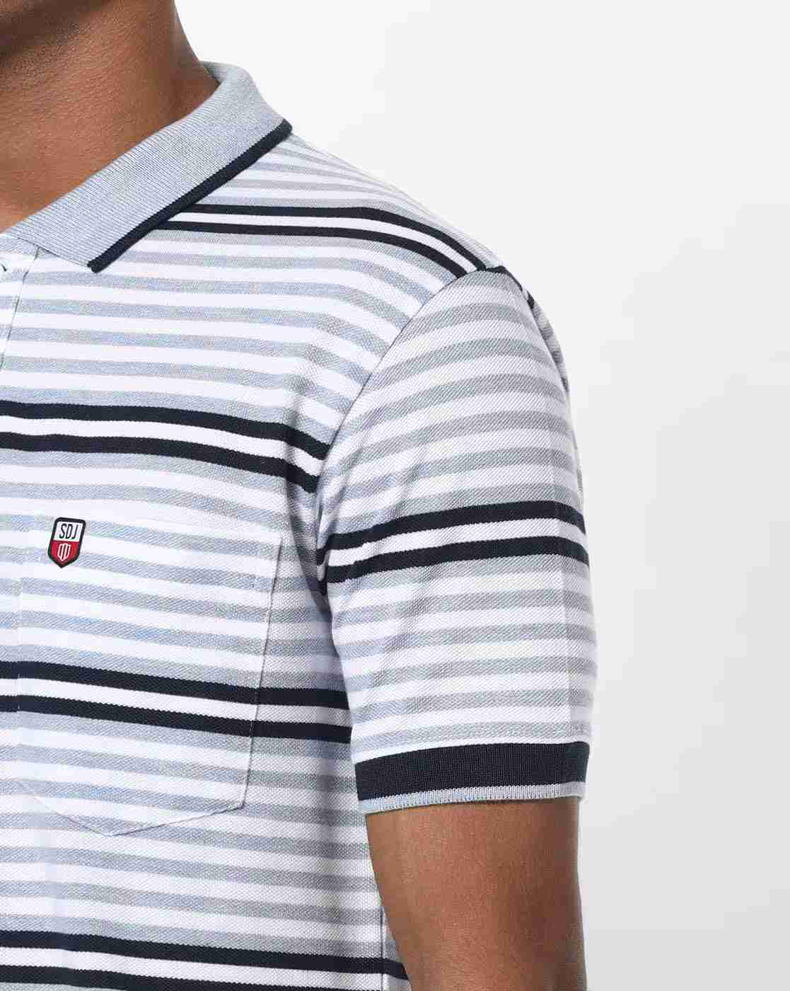 DUKE | Striped Polo T-shirt with Patch Pocket|5
