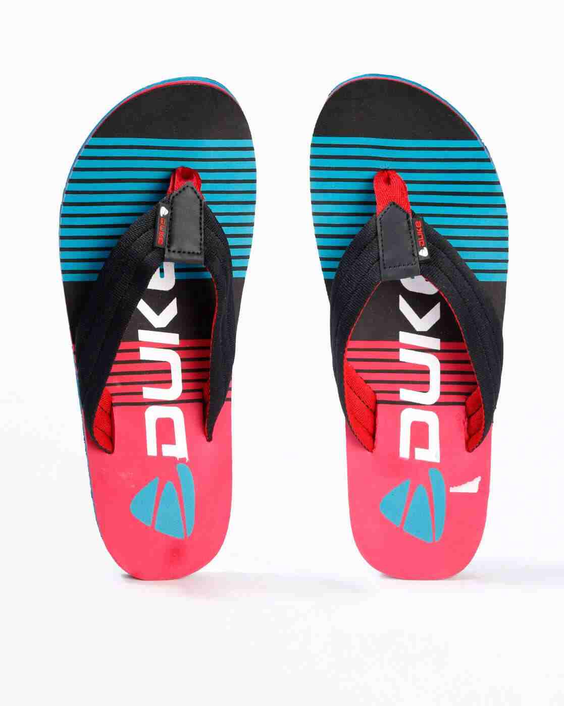 DUKE | Striped Thong-Style Flip-Flops with Branding|0