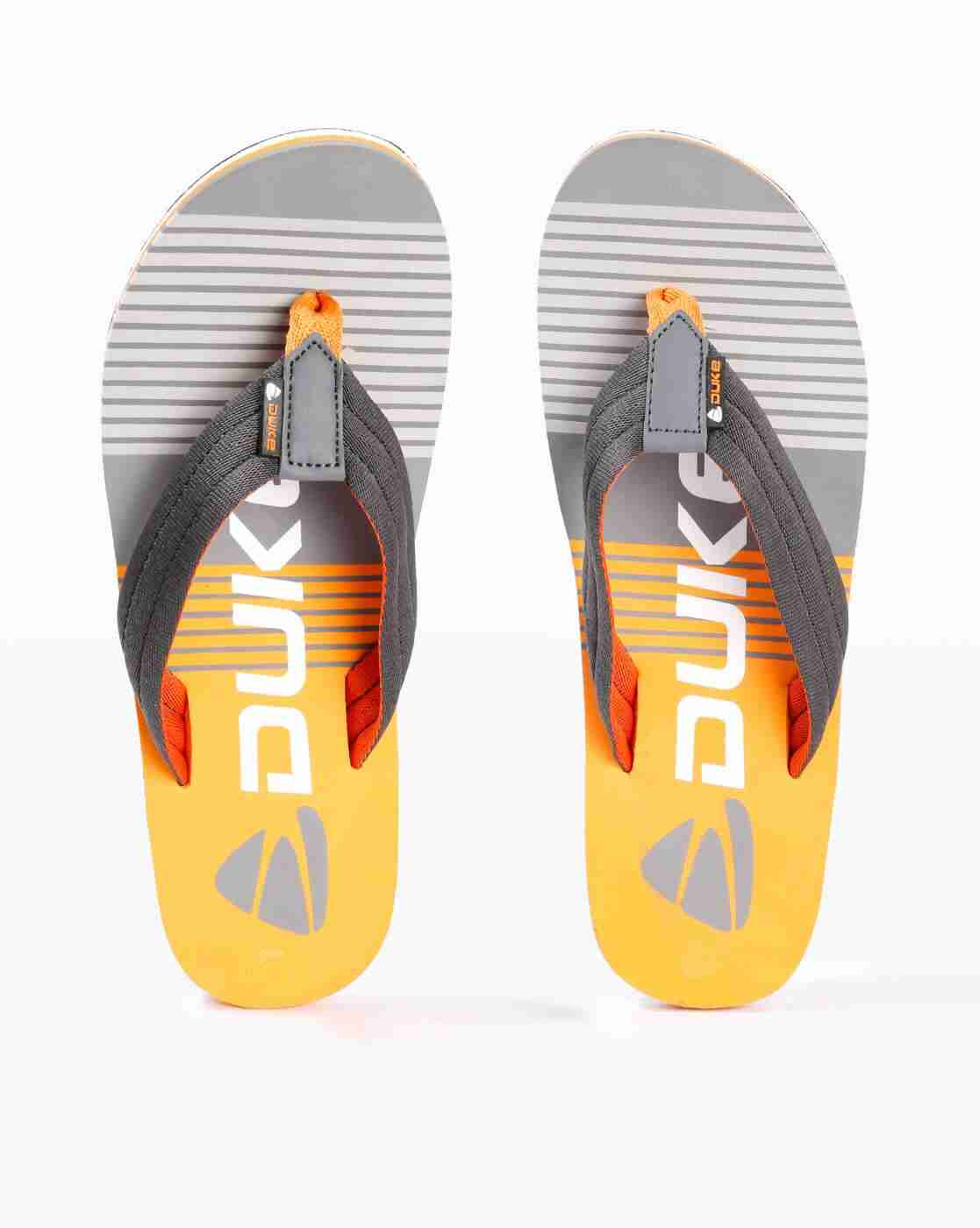 Striped Thong-Style Flip-Flops with Branding