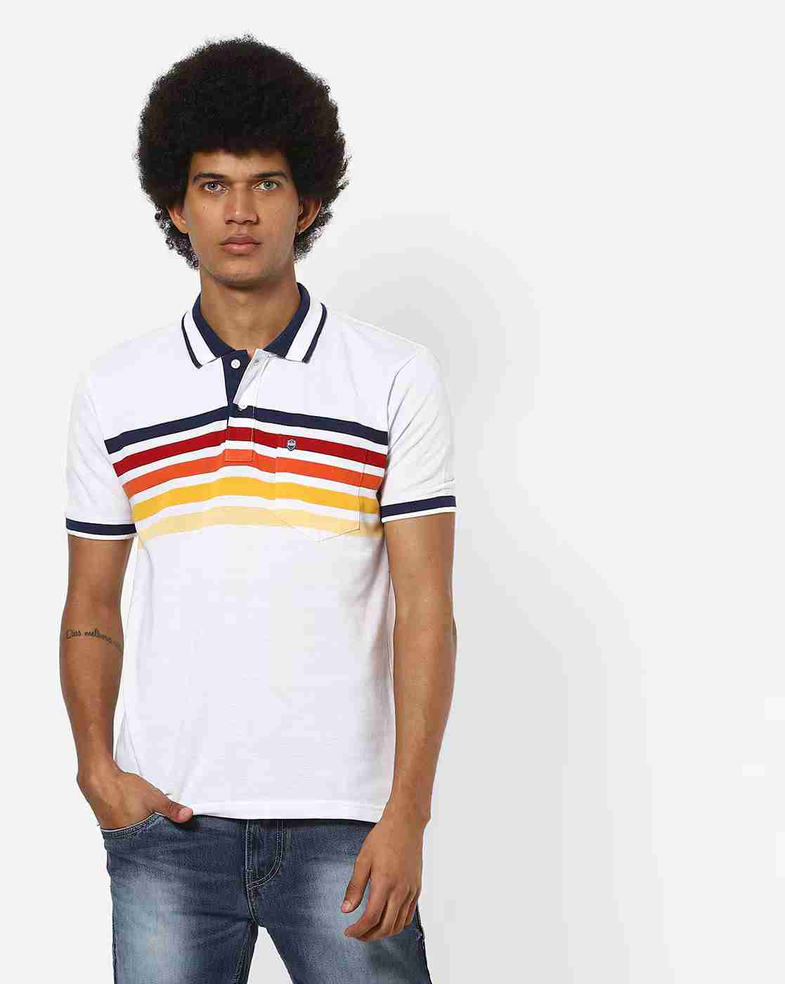 DUKE | Polo T-shirt with Placement Stripes|0