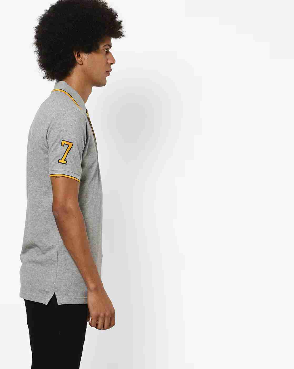 Heathered Polo T-shirt with Placement Embroidery