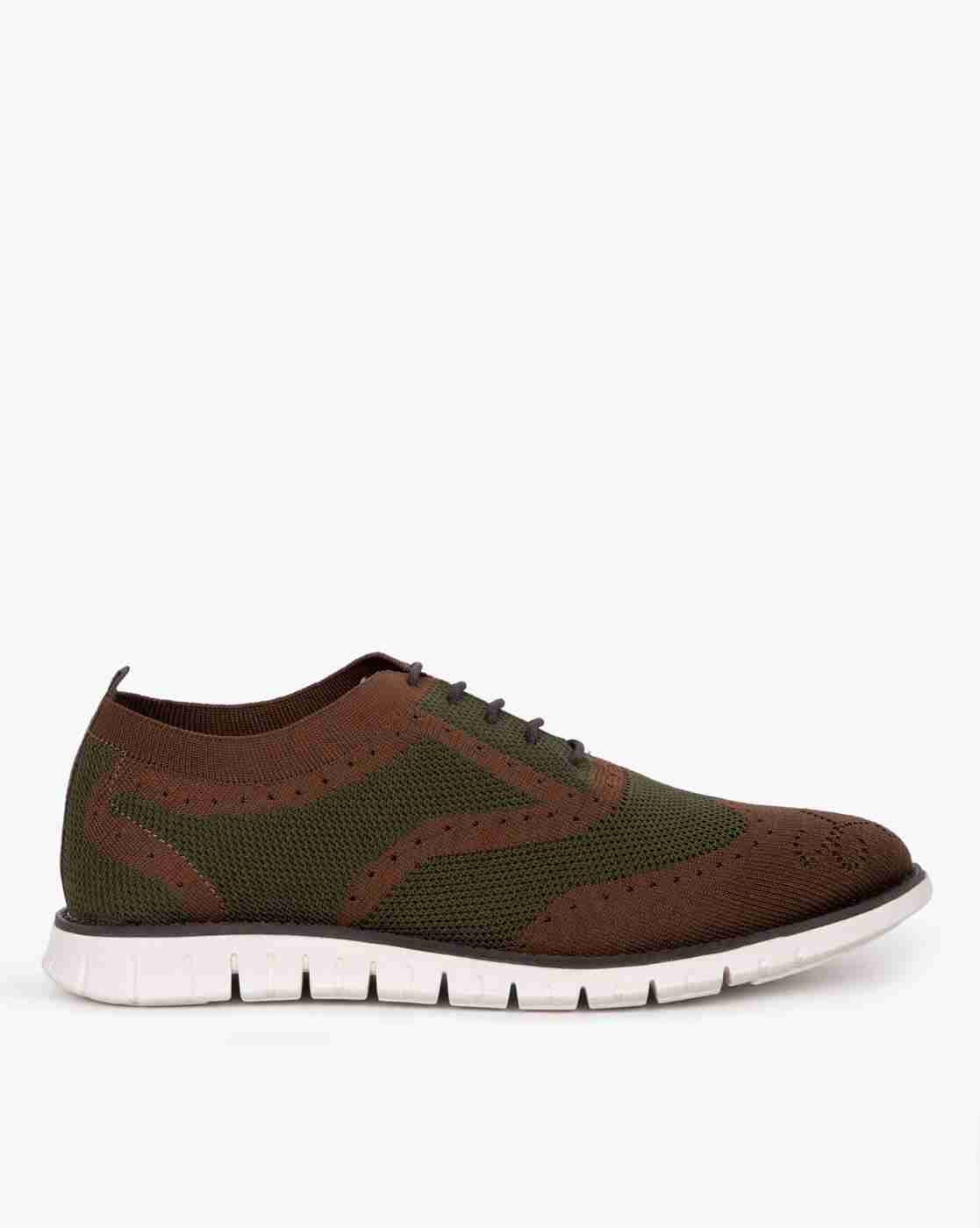 Textured Lace-Up Shoes with Contrast Panels