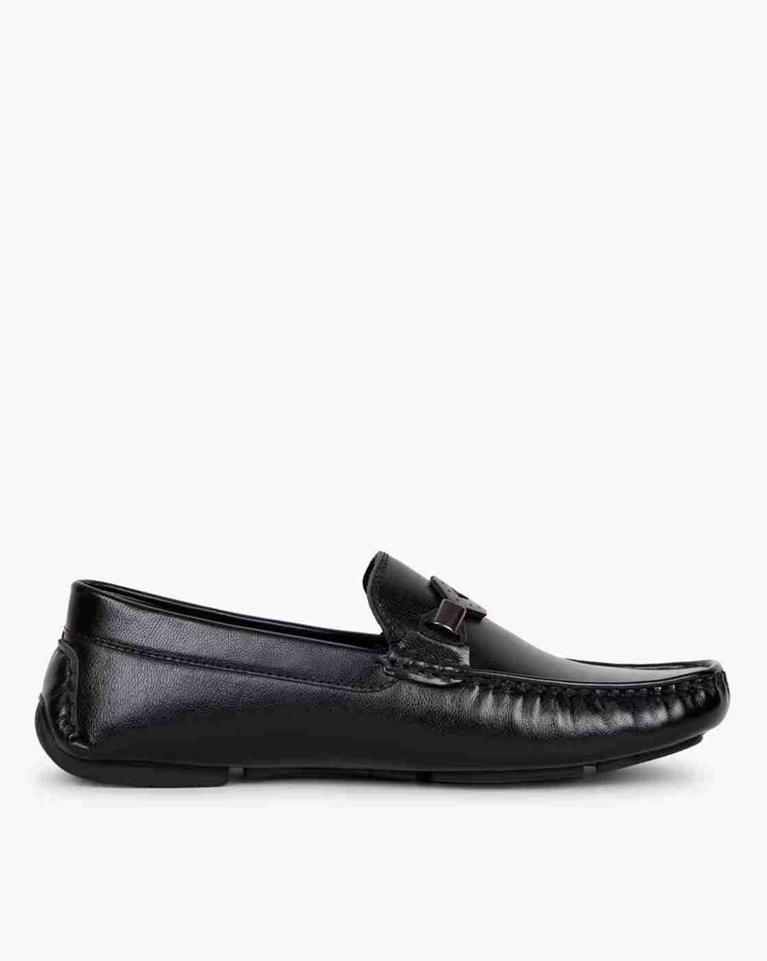 Textured Loafers with Metal Accent