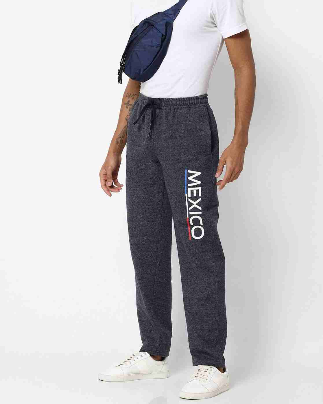 Heathered Track Pants with Elasticated Drawstring Waist