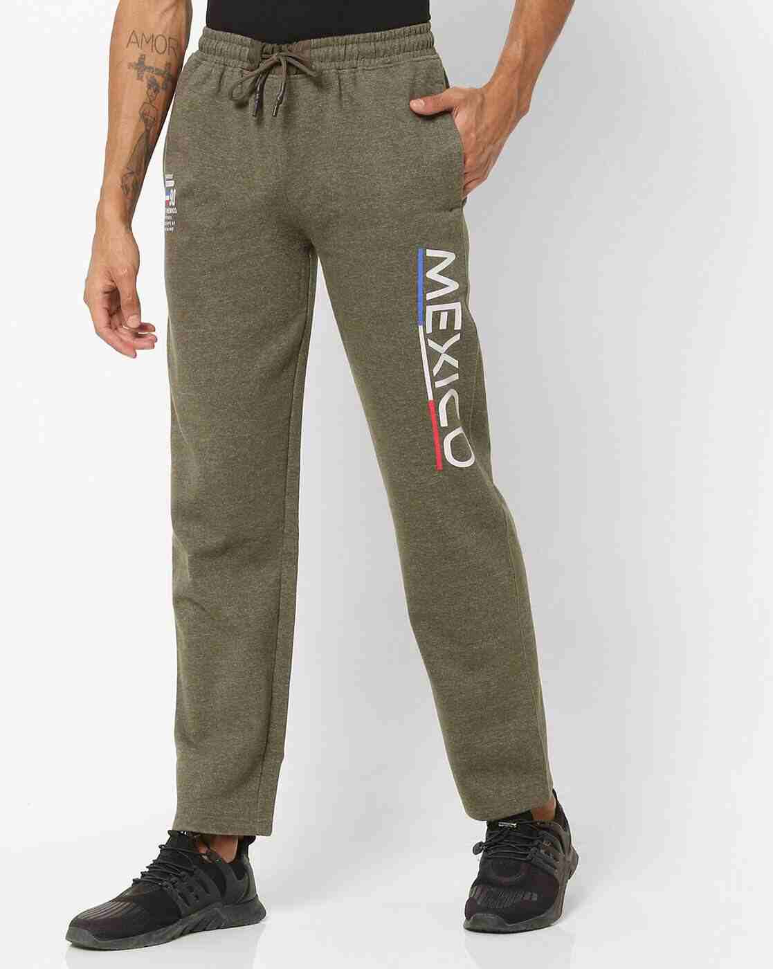 Heathered Track Pants with Elasticated Drawstring Waist