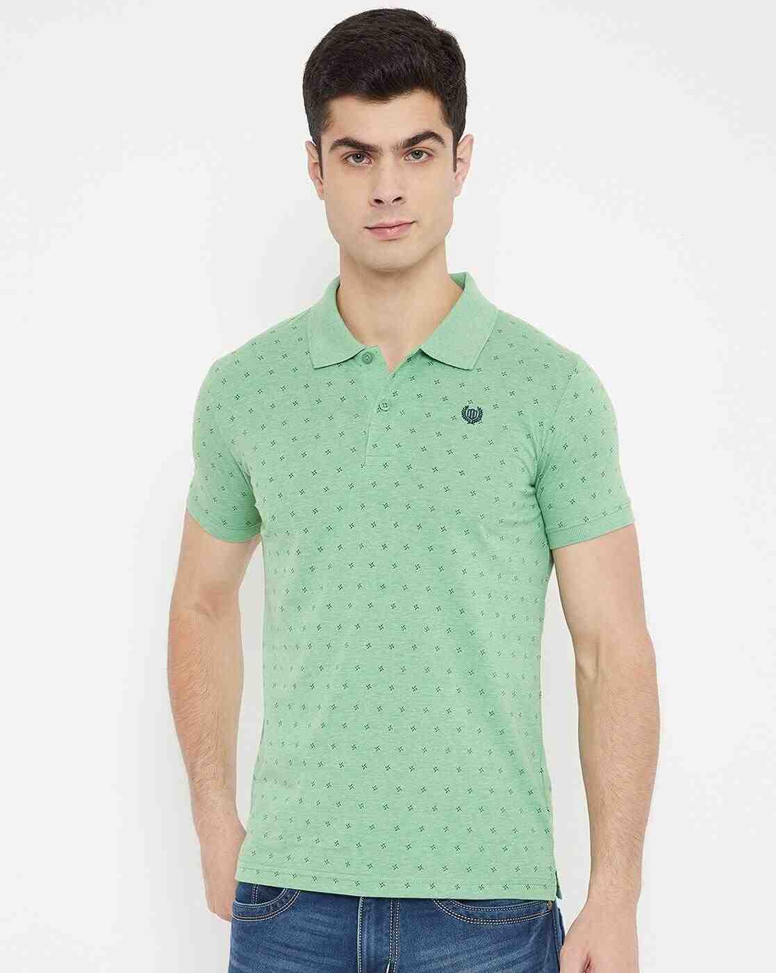 Micro Print Slim Fit Polo T-shirt