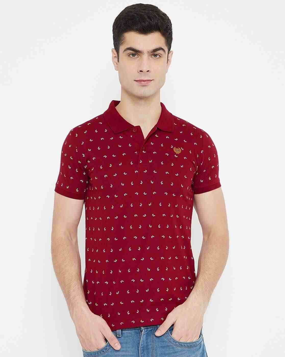Micro Print Slim Fit Polo T-shirt