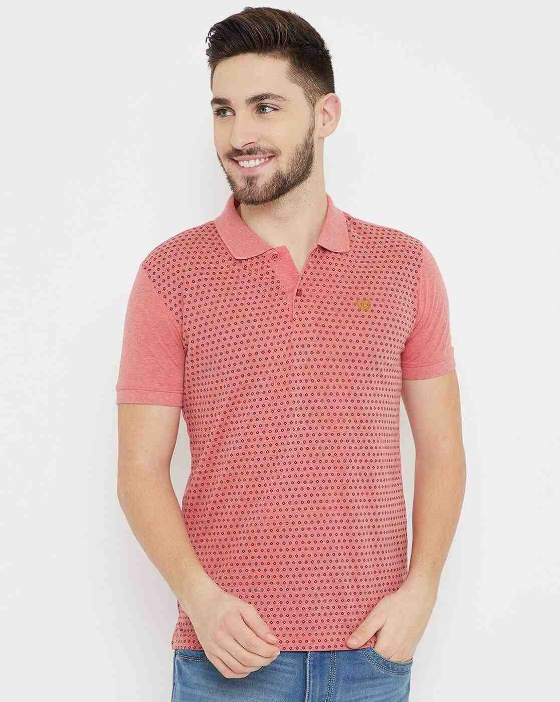 Micro Print Slim Fit Polo T-shirt