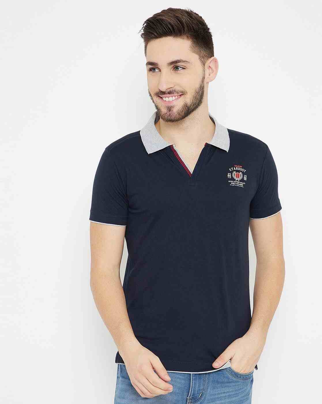 Slim Fit Polo T-shirt with Contrast Collar