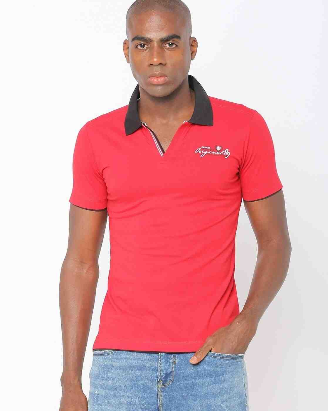 Slim Fit Polo T-shirt with Contrast Collar