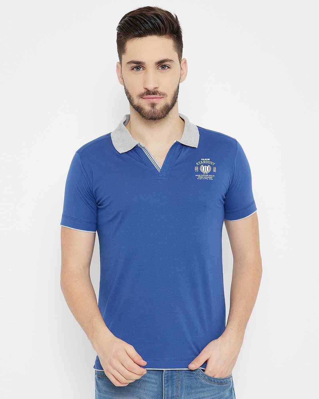 Slim Fit Polo T-shirt with Contrast Collar