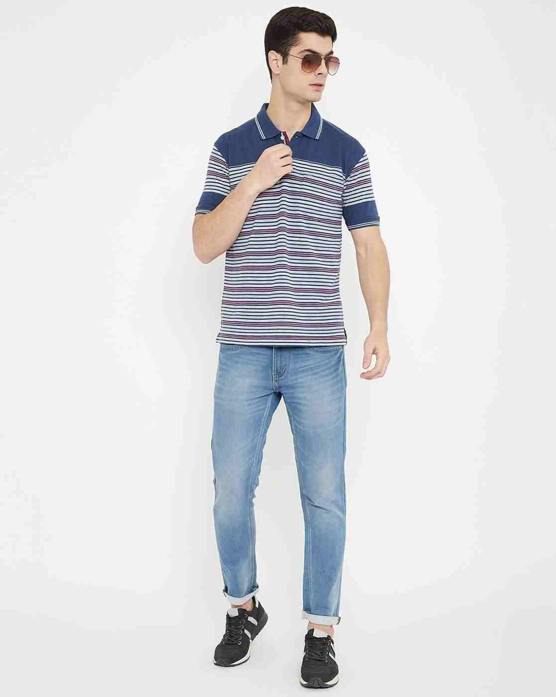 DUKE | Striped Polo T-shirt with Patch Pocket|1