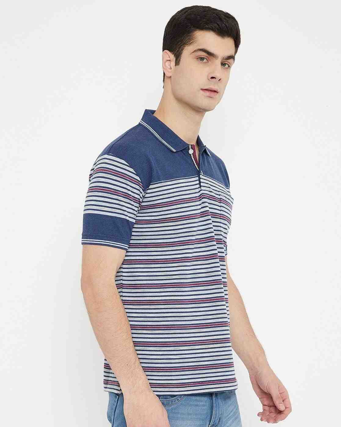 DUKE | Striped Polo T-shirt with Patch Pocket|3